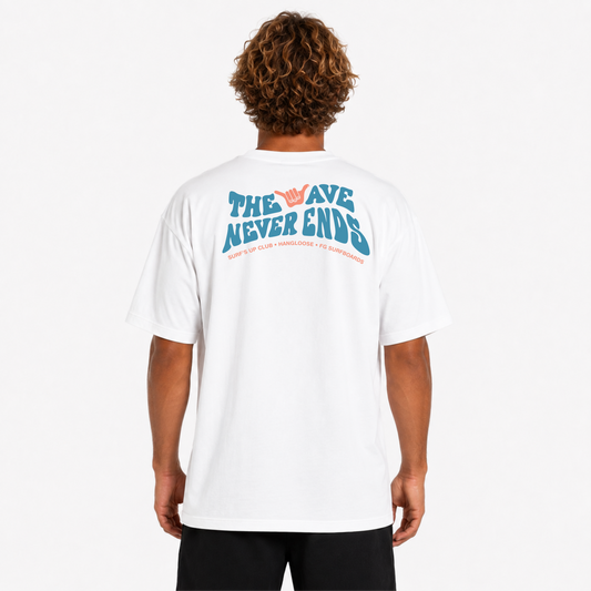 Camiseta The Wave Never Ends Branca | COLLAB HANGLOOSE