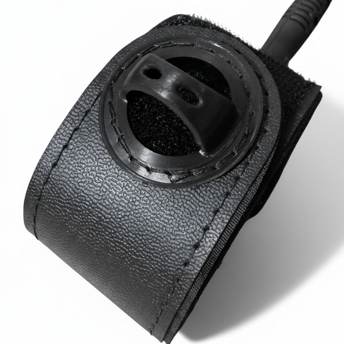 Surf's Up Shop black neoprene surf leash with adjustable strap and swivel connector for maximum safety and comfort.